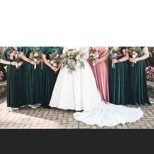 Scholle Dress Emerald Green Velvet Long Infinity Wrap Dress Bridesmaid Party